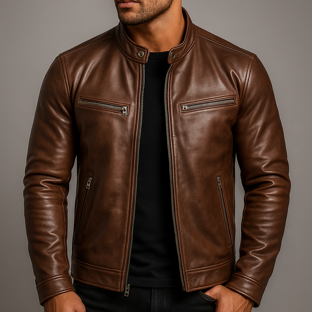 Da Uomo Giacca Vintage in Pelle Eleganza Maschile Senza Tempo