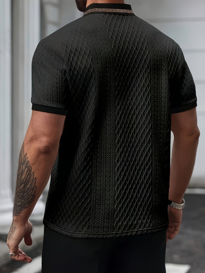 Da Uomo Polo Testurizzata Slim Fit Eleganza Smart Casual Estiva