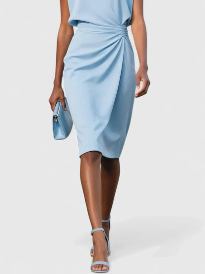 Da Donna Abito Midi Drappeggiato in Vita Eleganza Raffinata