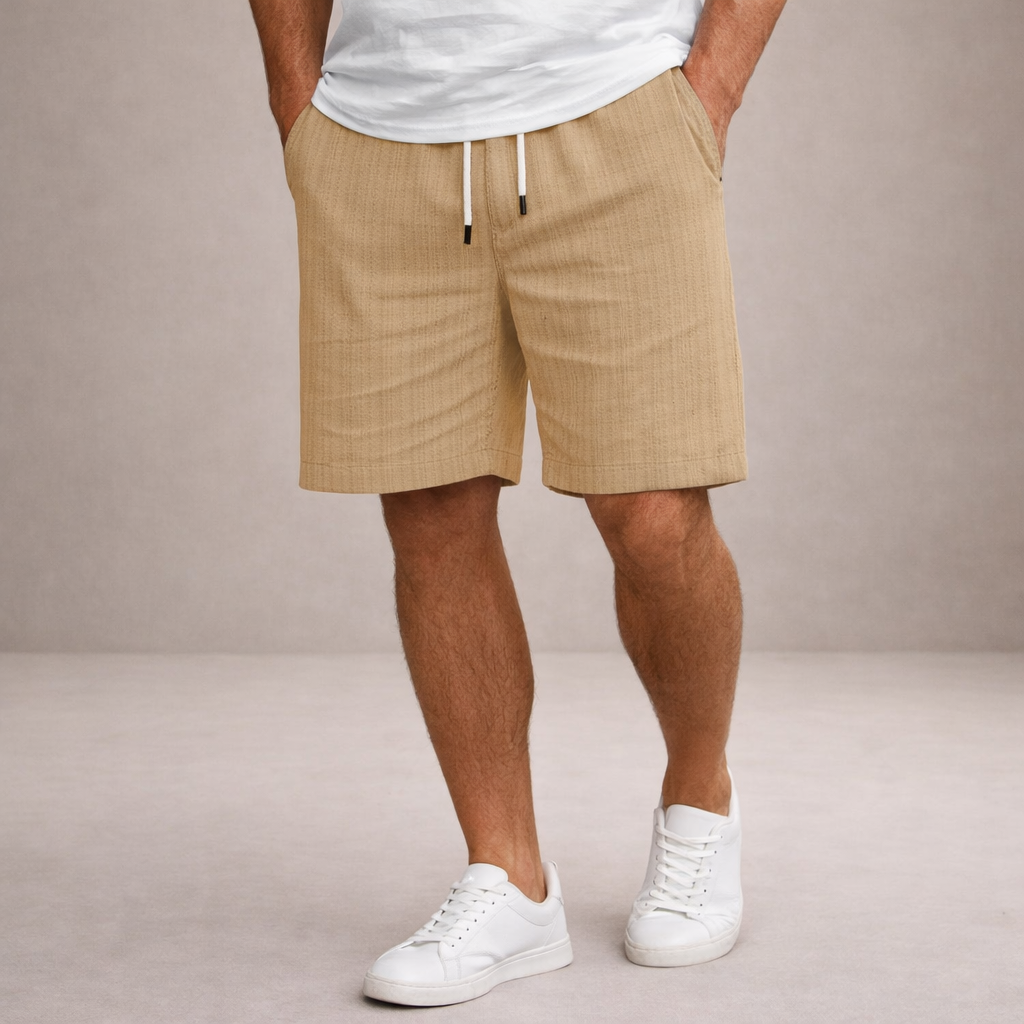 Da Uomo Bermuda Lino Coulisse Vestibilità Relax Moderna