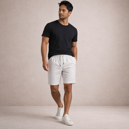 Da Uomo Bermuda Lino Coulisse Vestibilità Relax Moderna