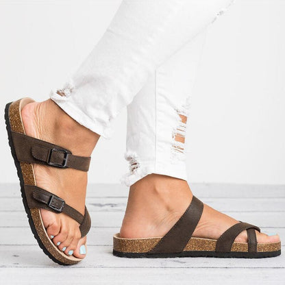 Da Donna Sandali Flat con Plantare Sagomato e Fibbie Regolabili