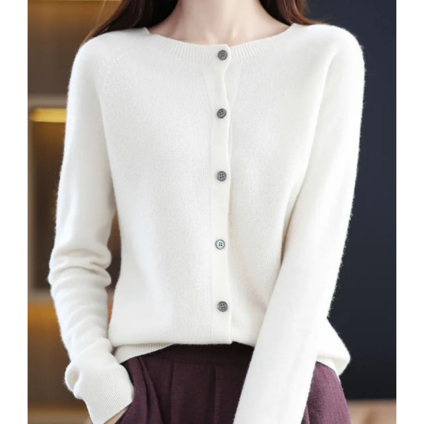 Da Donna Cardigan in Lana Merino e Cashmere Collo O Eleganza Invernale