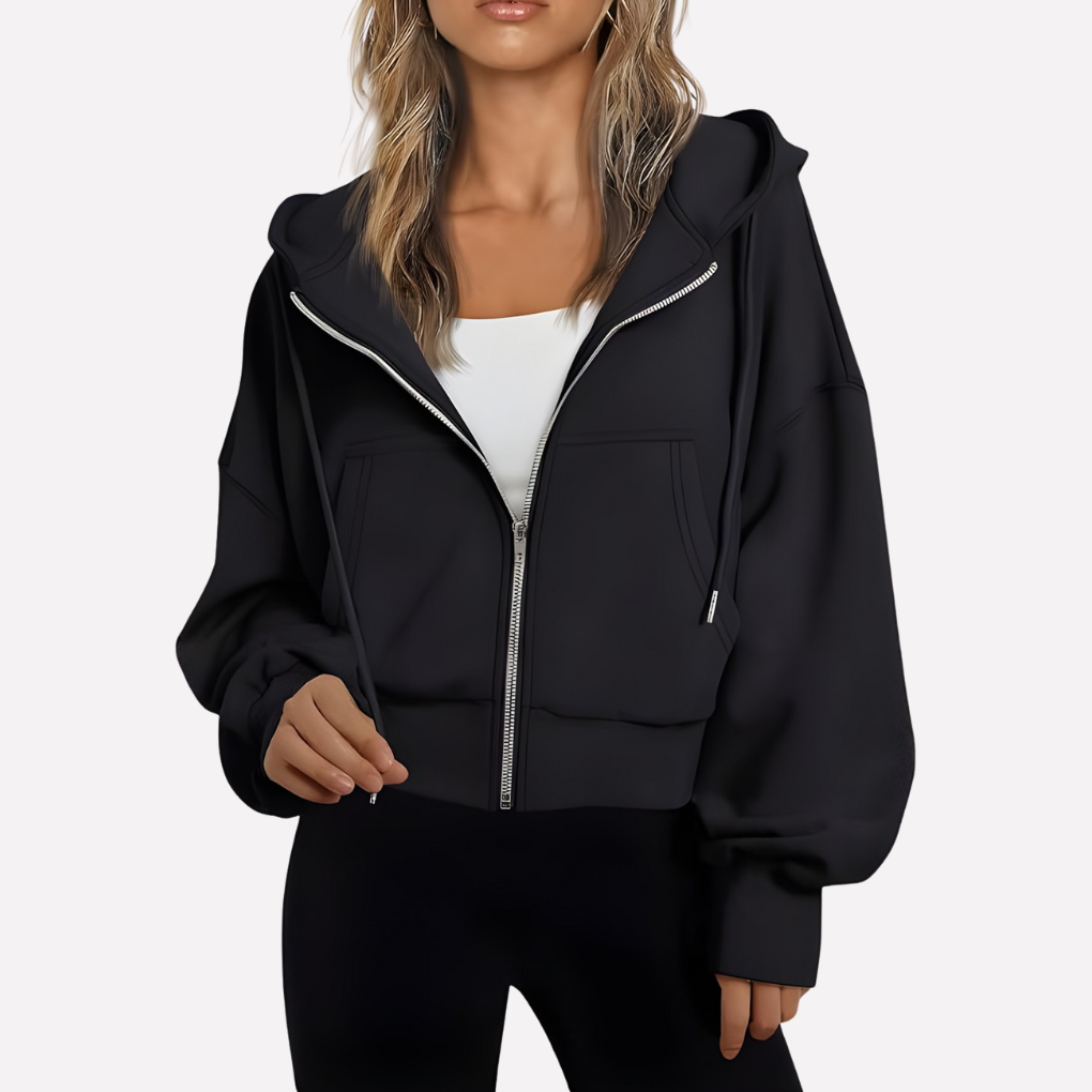 Da Donna Felpa Zip Cropped Relax Fit Casual Moderna