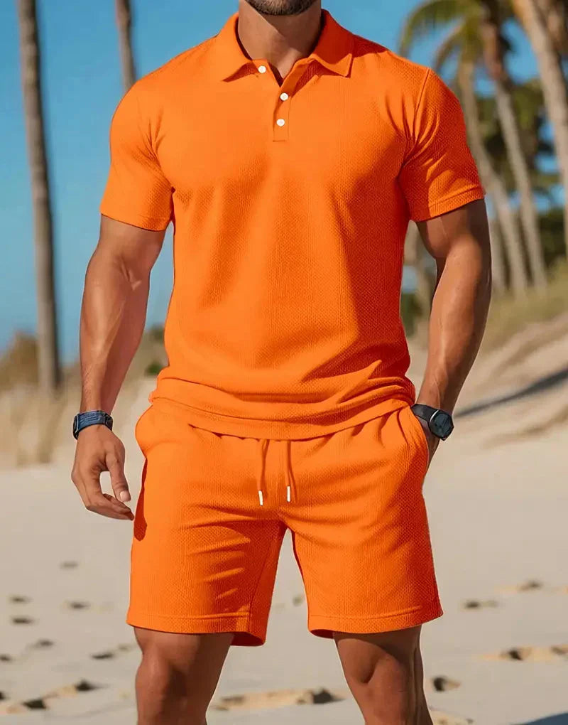 Da Uomo Completo Polo Maglia Bermuda Relax Casual Moderna