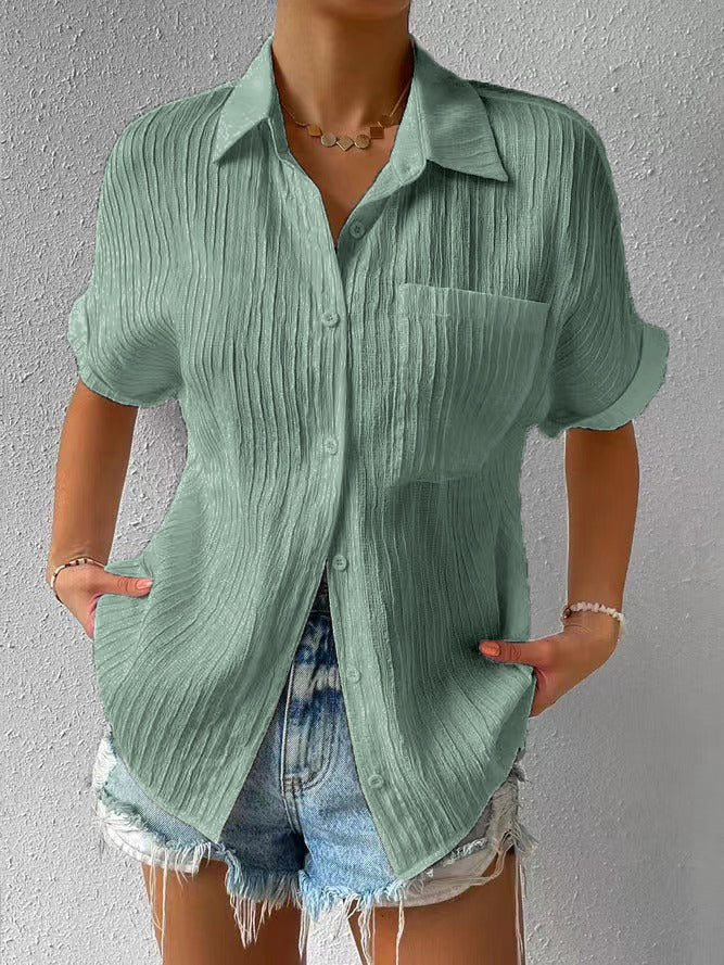 Da Donna Camicia Texture Relax Fit Maniche Corte Essential