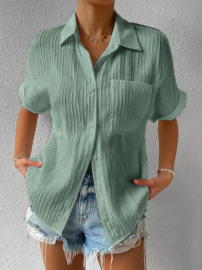 Da Donna Camicia Texture Relax Fit Maniche Corte Essential