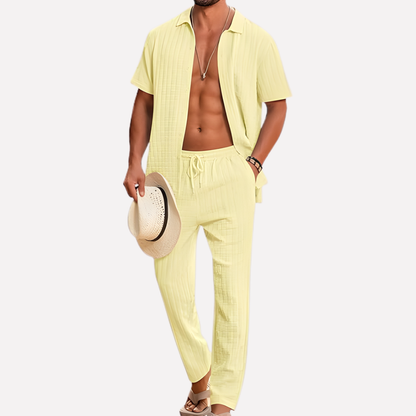 Da Uomo Completo Estivo Texture Relax Casual Moderno