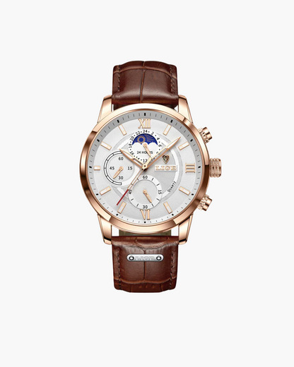 Da Uomo Orologio Multifunzione con Cinturino Classico e Quadrante Elegante