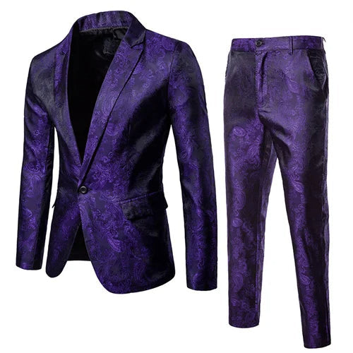 Da Uomo Completo Jacquard Slim Fit Eleganza Formale con Blazer e Pantaloni