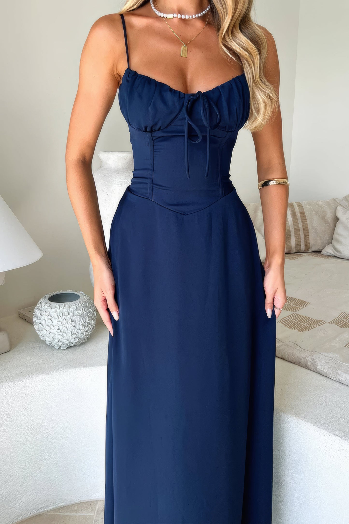 Da Donna Abito Maxi Spalline Sottili Bustier Eleganza Moderna