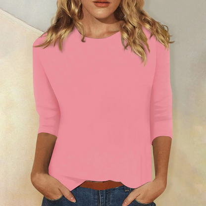 Da Donna Blusa Morbida a Maniche Tre Quarti con Scollo Tondo