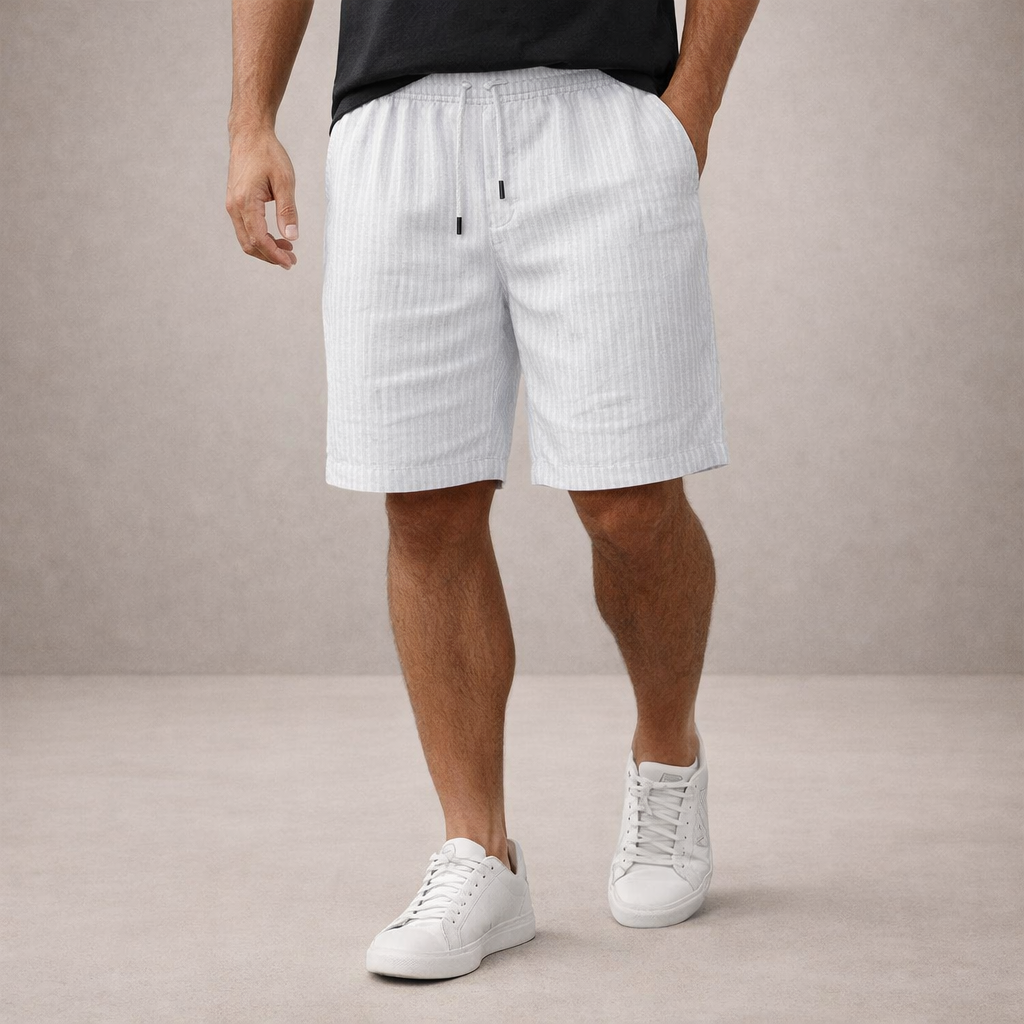 Da Uomo Bermuda Lino Coulisse Vestibilità Relax Moderna