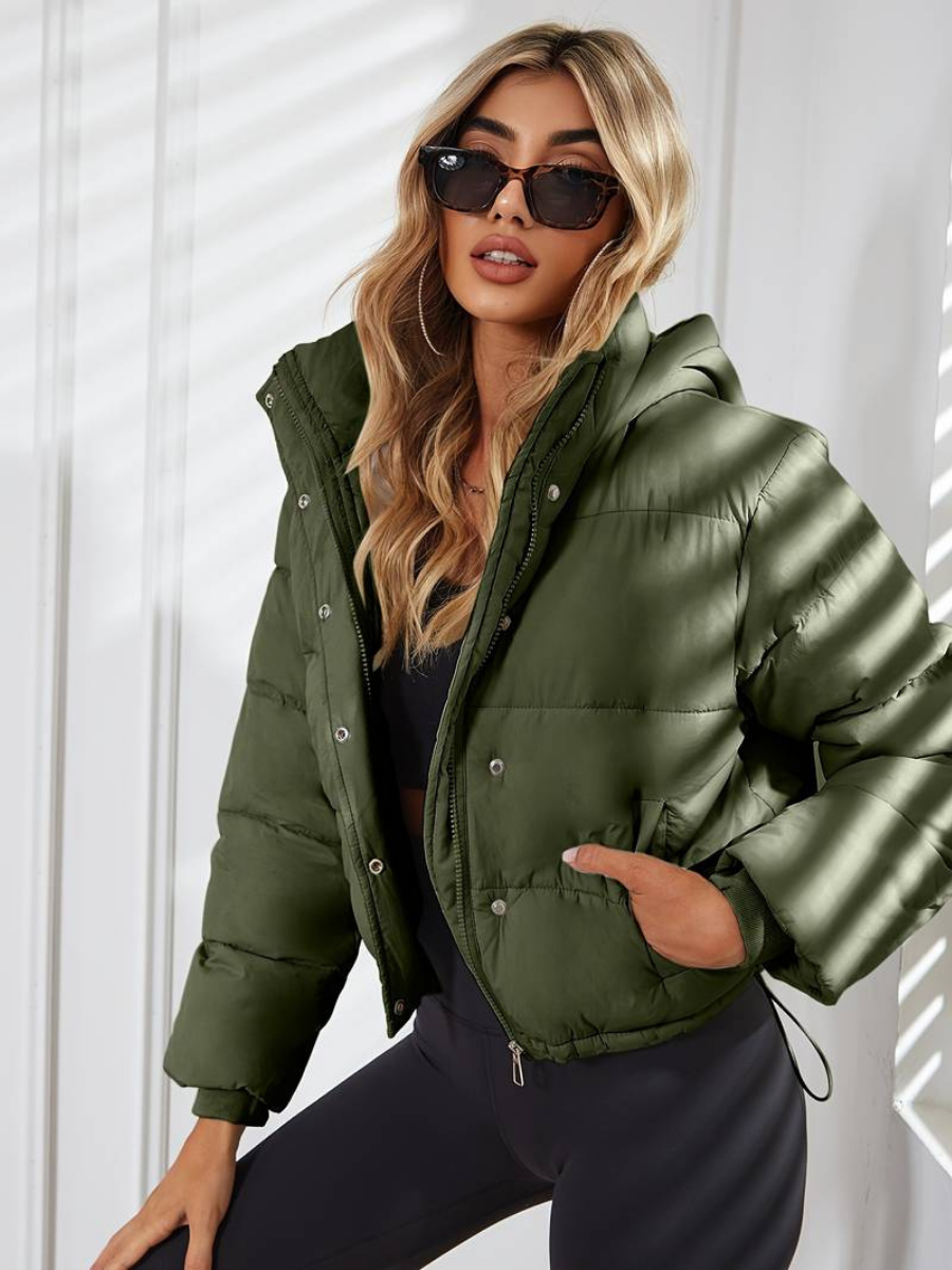 Da Donna Giacca Puffer Crop Cappuccio Urban Moderno