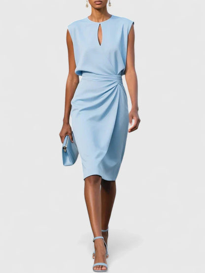 Da Donna Abito Midi Drappeggiato in Vita Eleganza Raffinata
