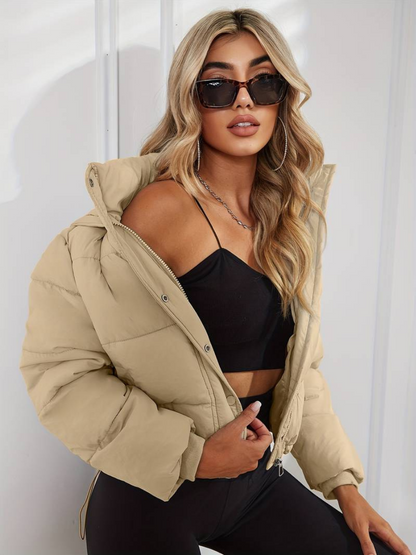 Da Donna Giacca Puffer Crop Cappuccio Urban Moderno