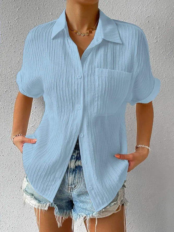 Da Donna Camicia Texture Relax Fit Maniche Corte Essential