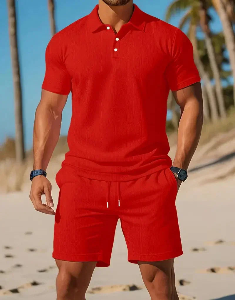 Da Uomo Completo Polo Maglia Bermuda Relax Casual Moderna