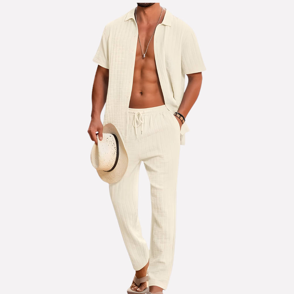 Da Uomo Completo Estivo Texture Relax Casual Moderno