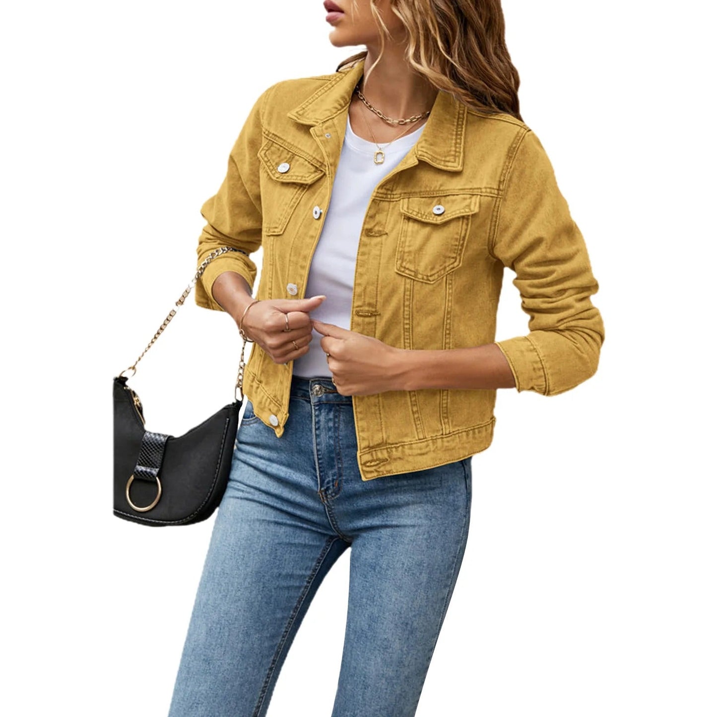 Da Donna Giacca Denim Strutturata con Tasche Utility
