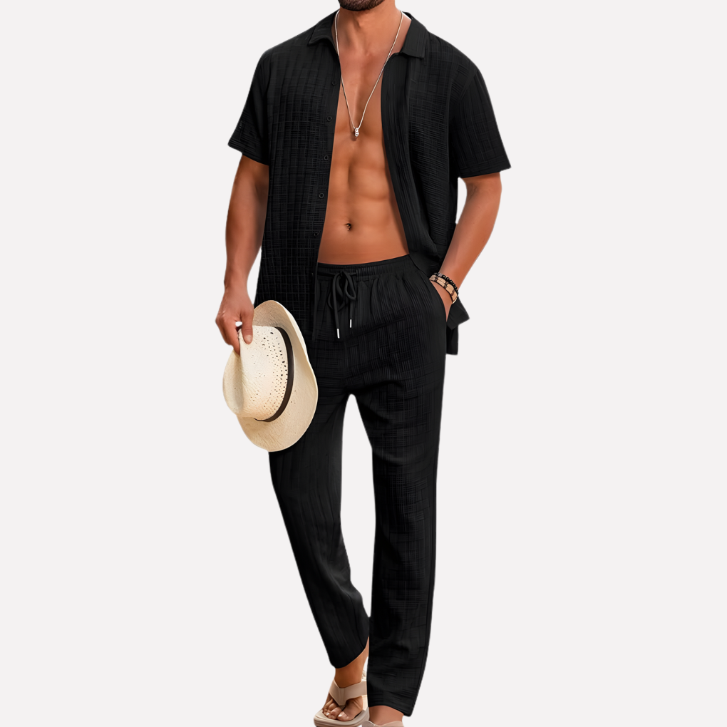 Da Uomo Completo Estivo Texture Relax Casual Moderno
