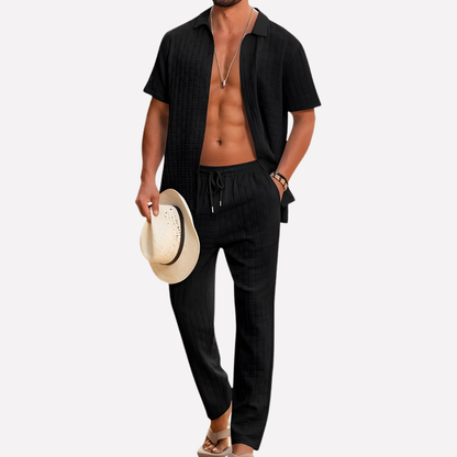 Da Uomo Completo Estivo Texture Relax Casual Moderno