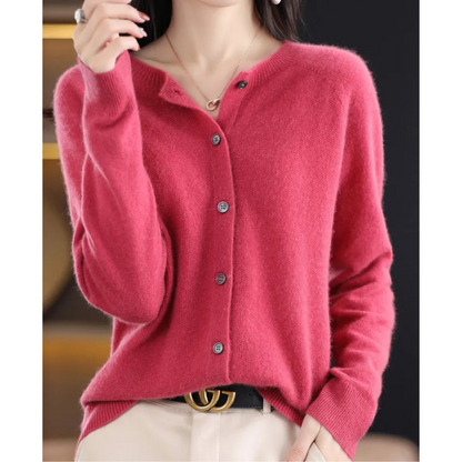 Da Donna Cardigan in Lana Merino e Cashmere Collo O Eleganza Invernale