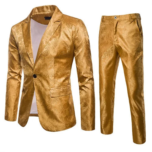 Da Uomo Completo Jacquard Slim Fit Eleganza Formale con Blazer e Pantaloni