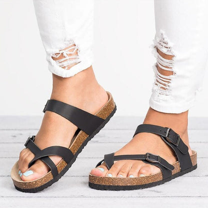 Da Donna Sandali Flat con Plantare Sagomato e Fibbie Regolabili