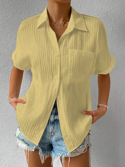 Da Donna Camicia Texture Relax Fit Maniche Corte Essential