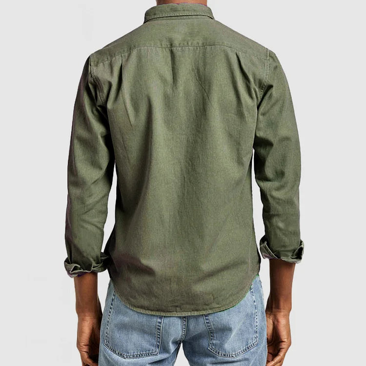 Da Uomo Camicia Bottoni Taschino Frontale Relax Moderna