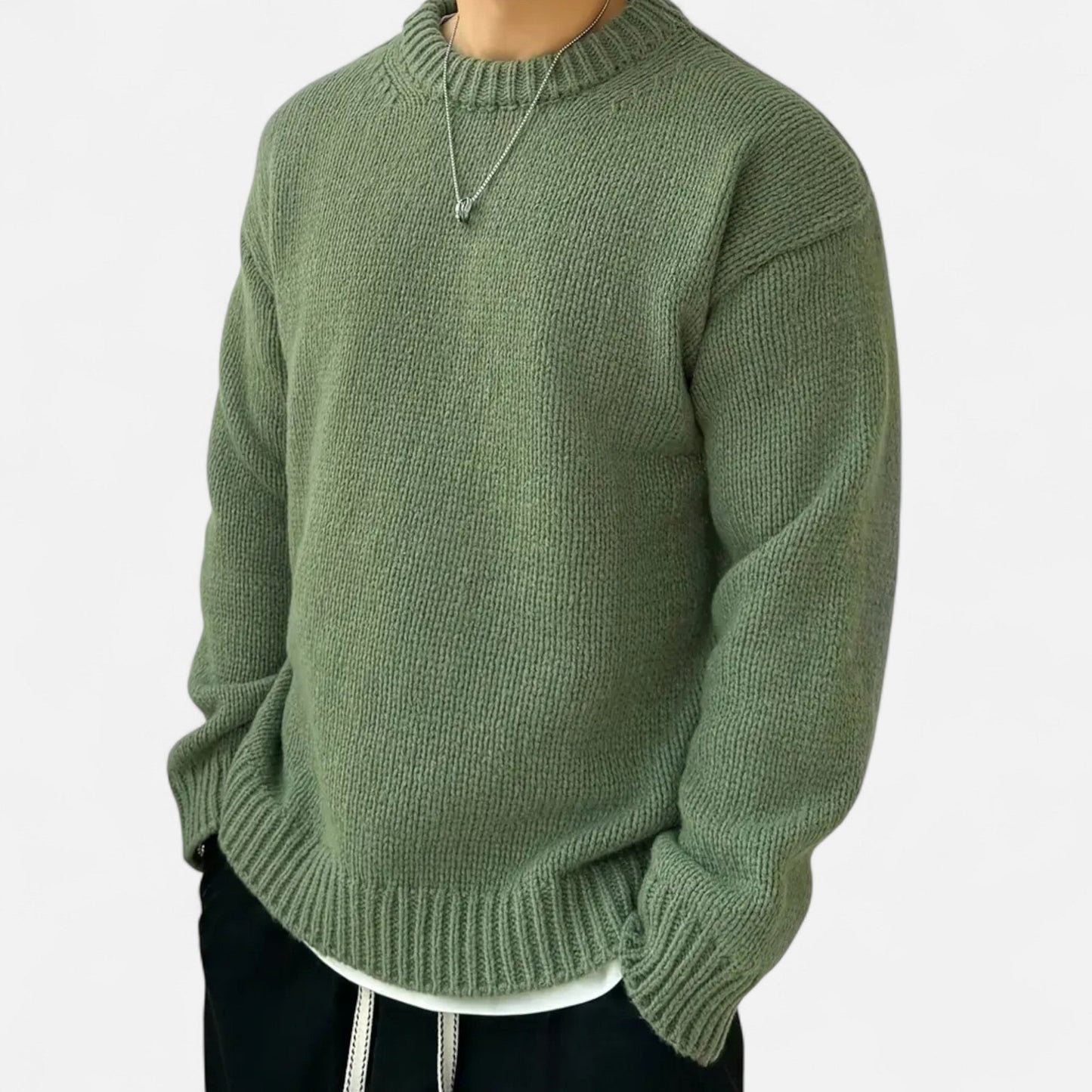 Da Uomo Maglione Girocollo Essential in Maglia Morbida