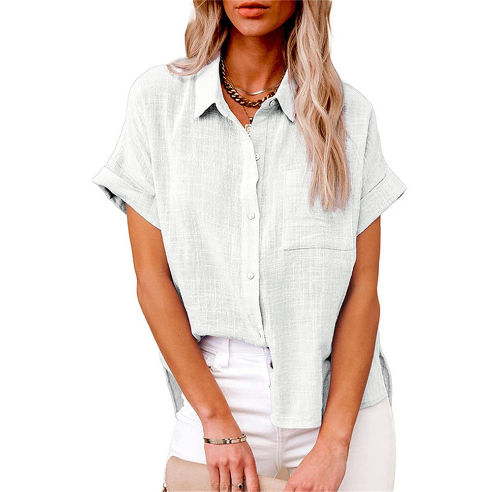 Da Donna Blusa Bottoni Relax Maniche Corte Moderna