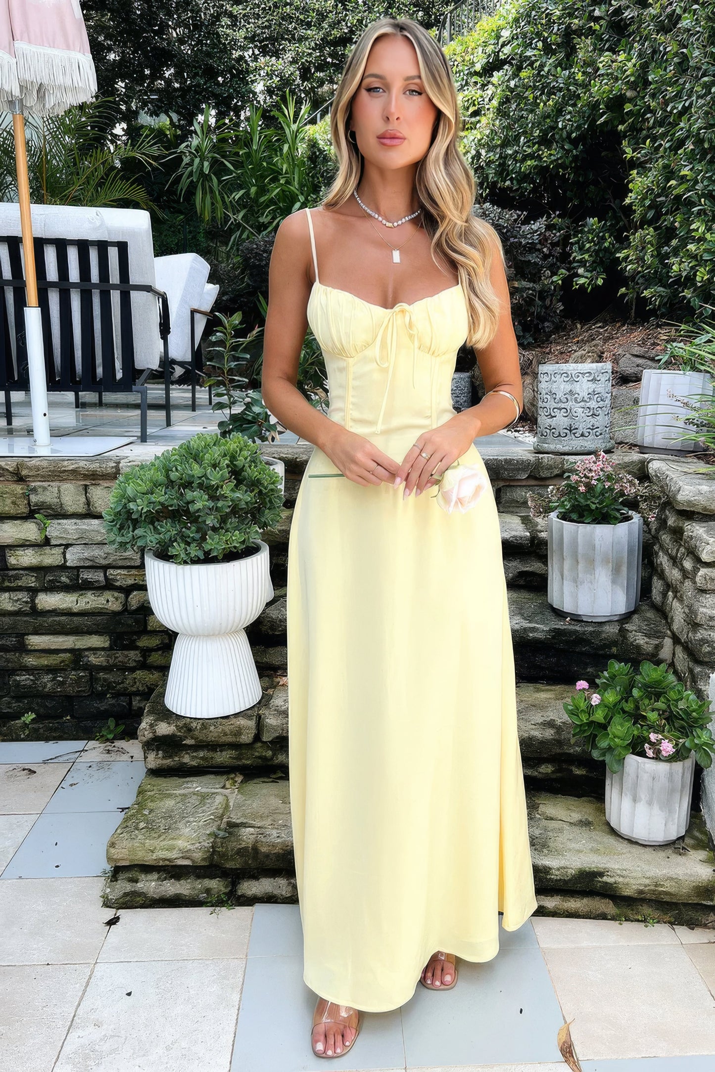 Da Donna Abito Maxi Spalline Sottili Bustier Eleganza Moderna