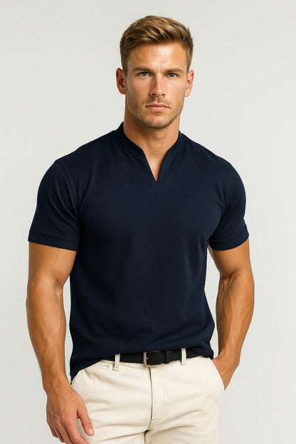 Da Uomo T-Shirt Collo Coreano Essenziale Relax Moderna