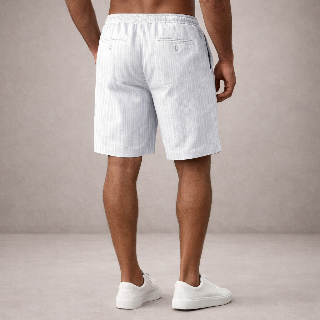 Da Uomo Bermuda Lino Coulisse Vestibilità Relax Moderna