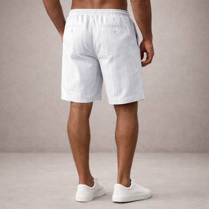 Da Uomo Bermuda Lino Coulisse Vestibilità Relax Moderna