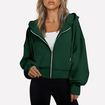 Da Donna Felpa Zip Cropped Relax Fit Casual Moderna