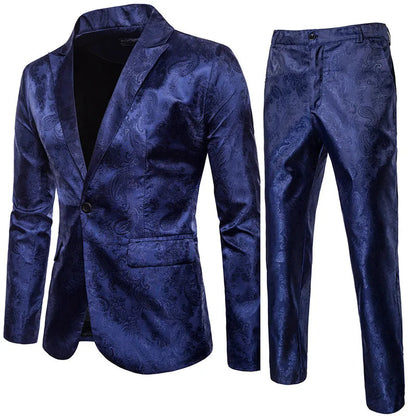 Da Uomo Completo Jacquard Slim Fit Eleganza Formale con Blazer e Pantaloni