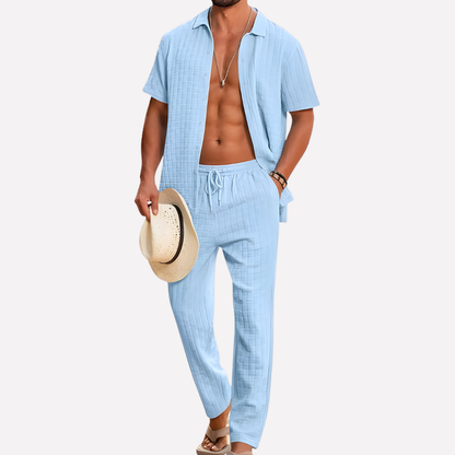 Da Uomo Completo Estivo Texture Relax Casual Moderno