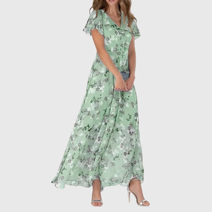Da Donna Abito Maxi Floreale con Scollo a V Elegante