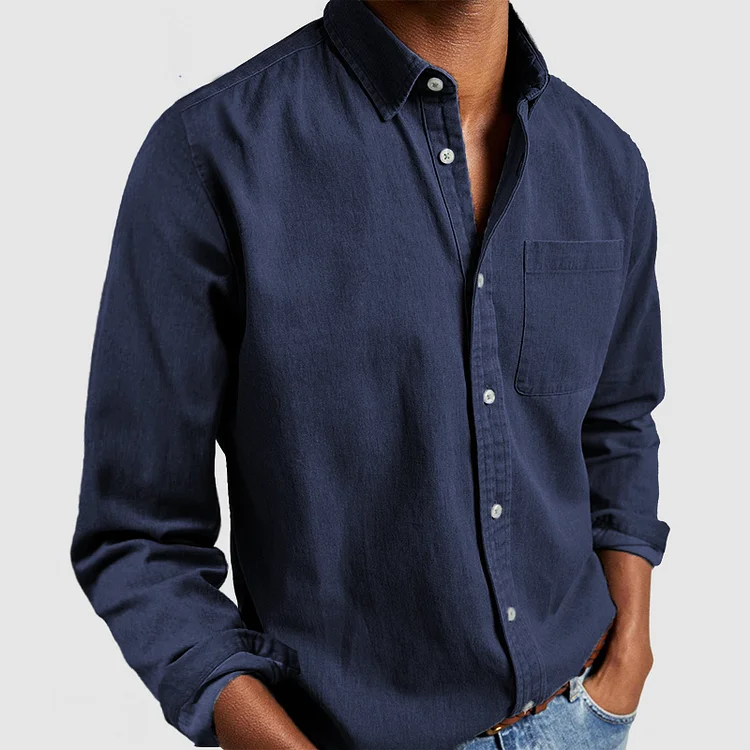Da Uomo Camicia Bottoni Taschino Frontale Relax Moderna
