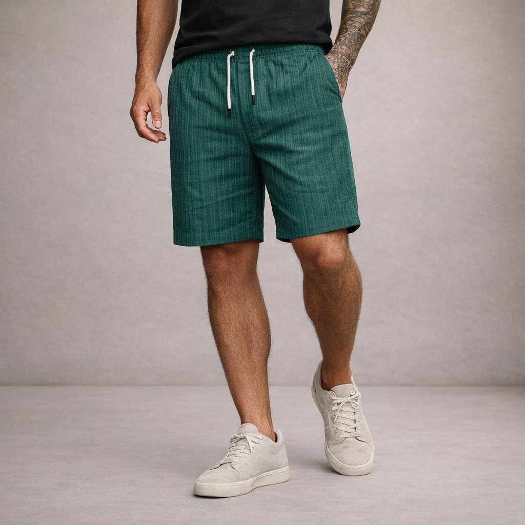Da Uomo Bermuda Lino Coulisse Vestibilità Relax Moderna