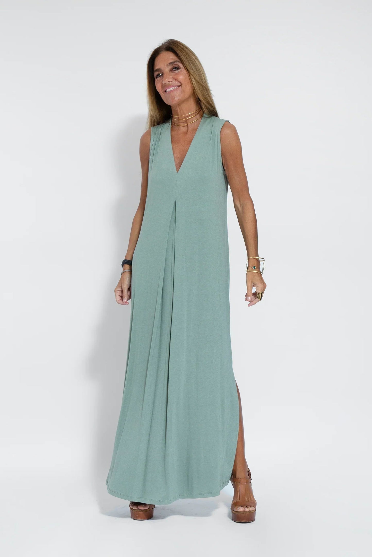 Da Donna Abito Maxi Scollo V Smanicato Eleganza Moderna