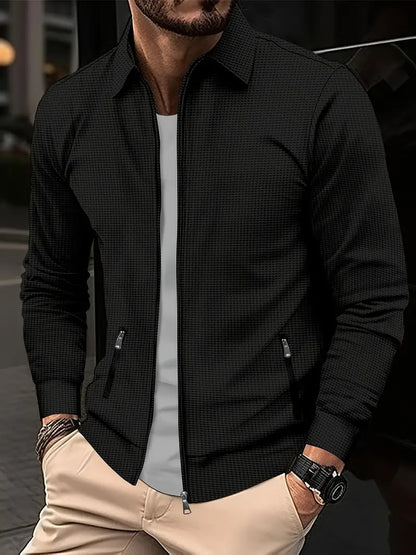 Da Uomo Giacca Zip Front Texture Strutturata Slim Moderna
