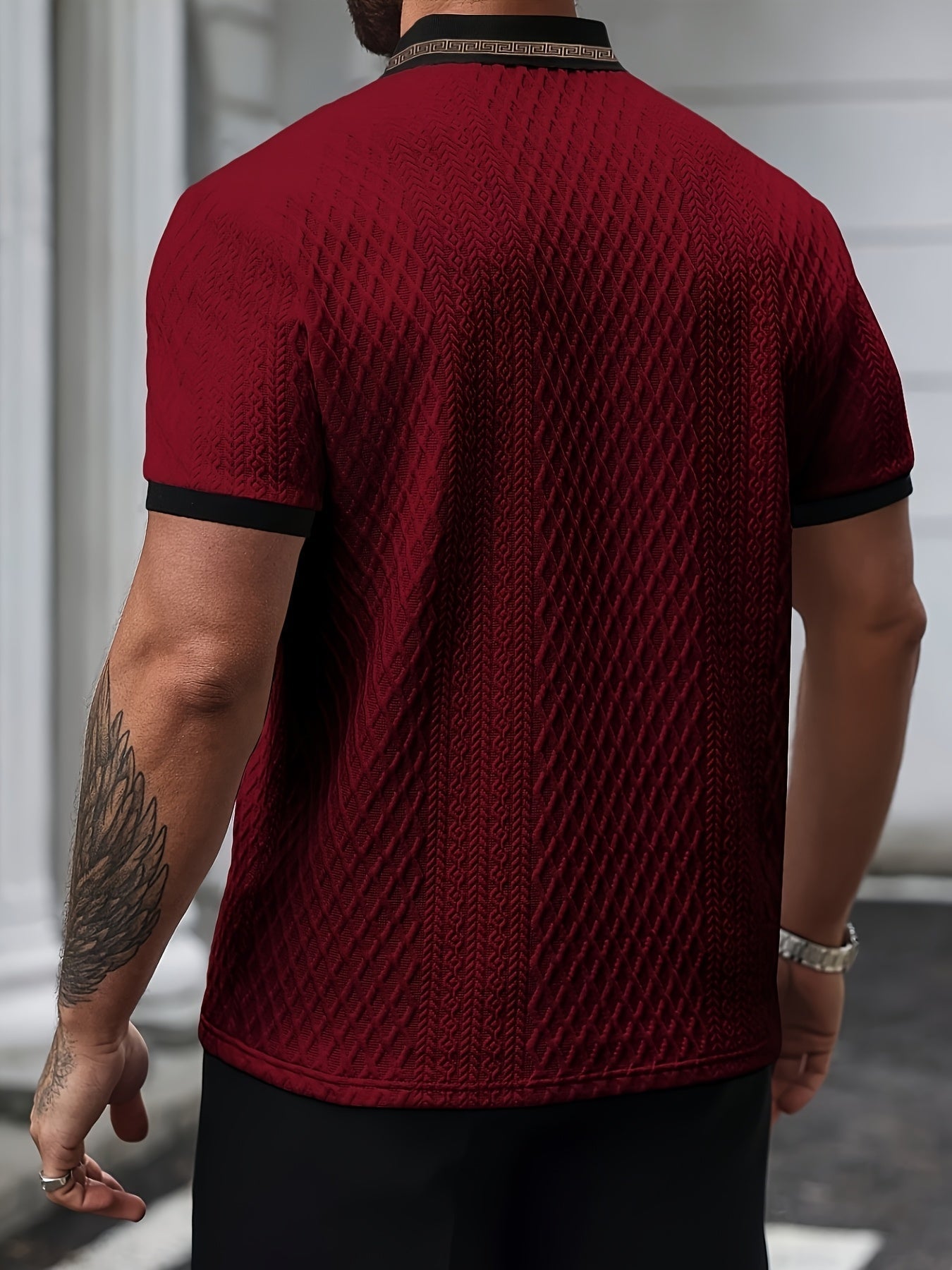 Da Uomo Polo Testurizzata Slim Fit Eleganza Smart Casual Estiva