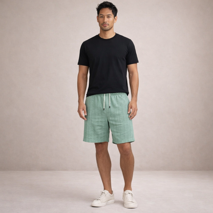 Da Uomo Bermuda Lino Coulisse Vestibilità Relax Moderna