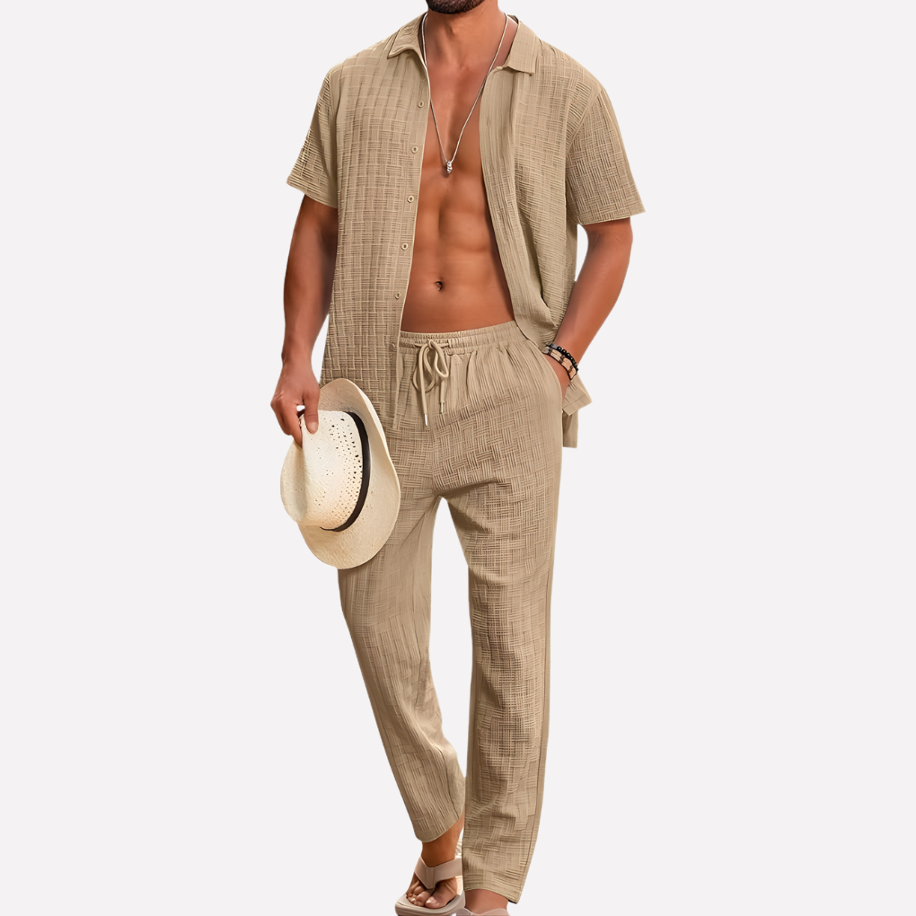 Da Uomo Completo Estivo Texture Relax Casual Moderno