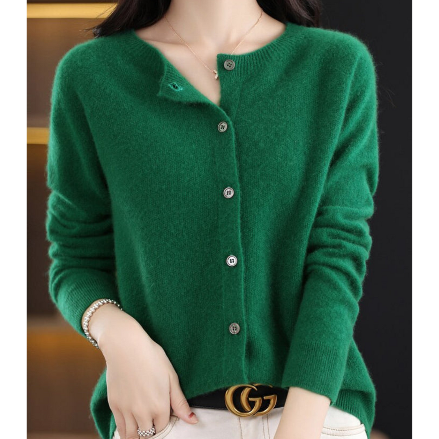 Da Donna Cardigan in Lana Merino e Cashmere Collo O Eleganza Invernale
