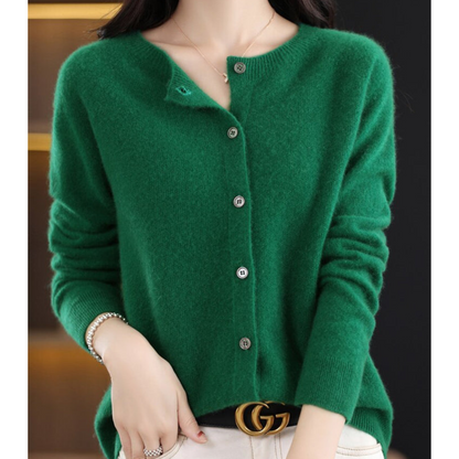 Da Donna Cardigan in Lana Merino e Cashmere Collo O Eleganza Invernale